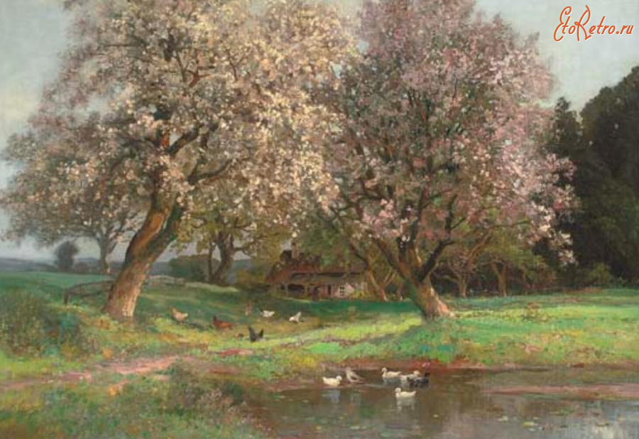 Картины - Алоиз Арнеггер, Утиный пруд перед сельским домом