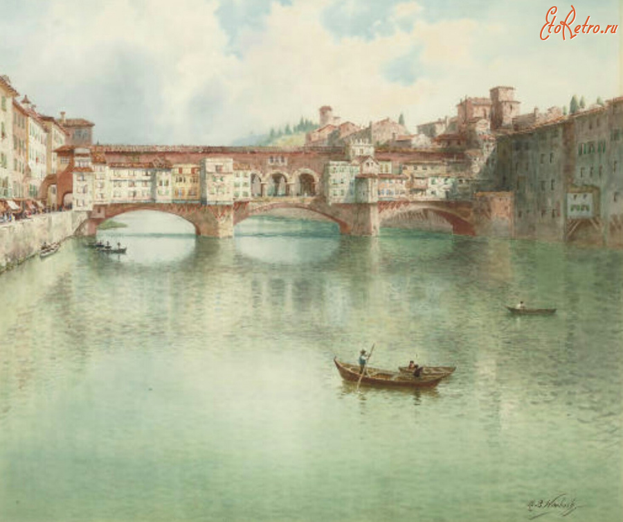 Картины - Генри Уимбуш, Мост Веккьо на реке Арно во Флоренции