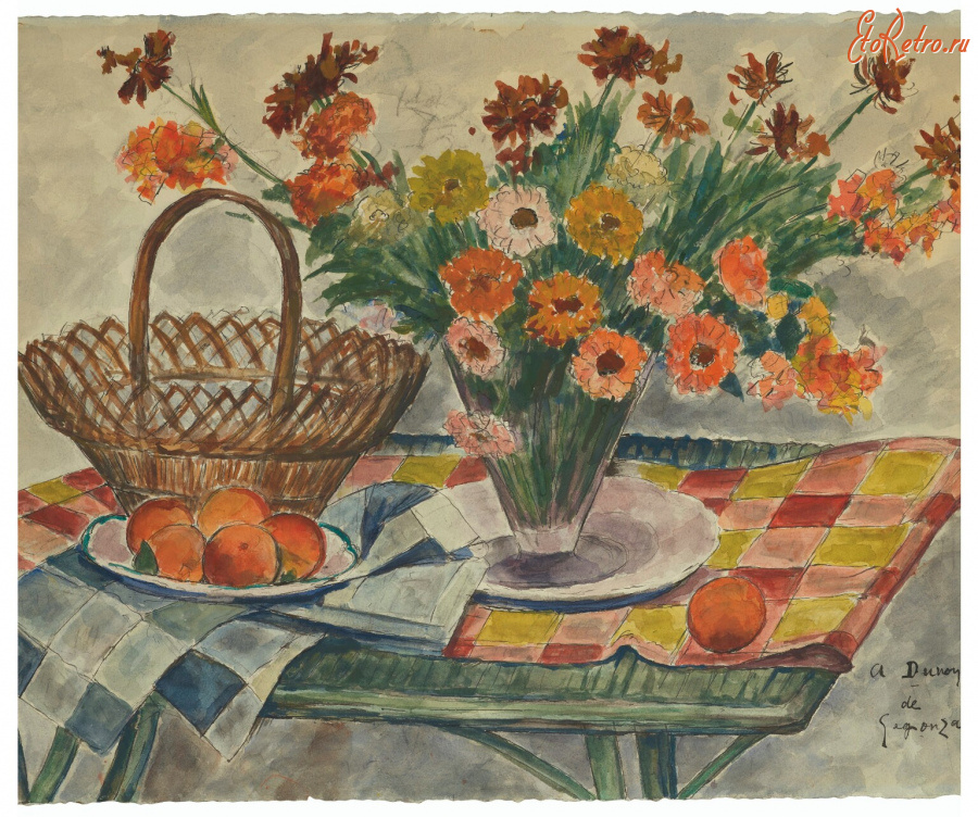 Картины - Андре Дюнуа де Сегонзак, Натюрморт с цветами и фруктами