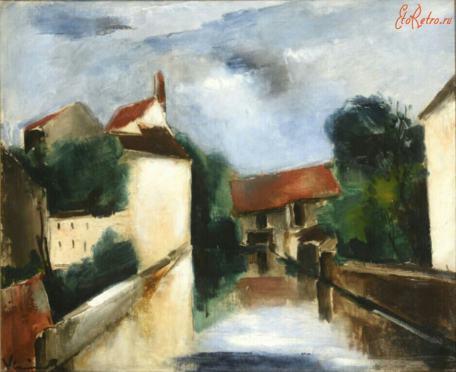 Картины - Морис де Вламинк, Деревня на берегу реки