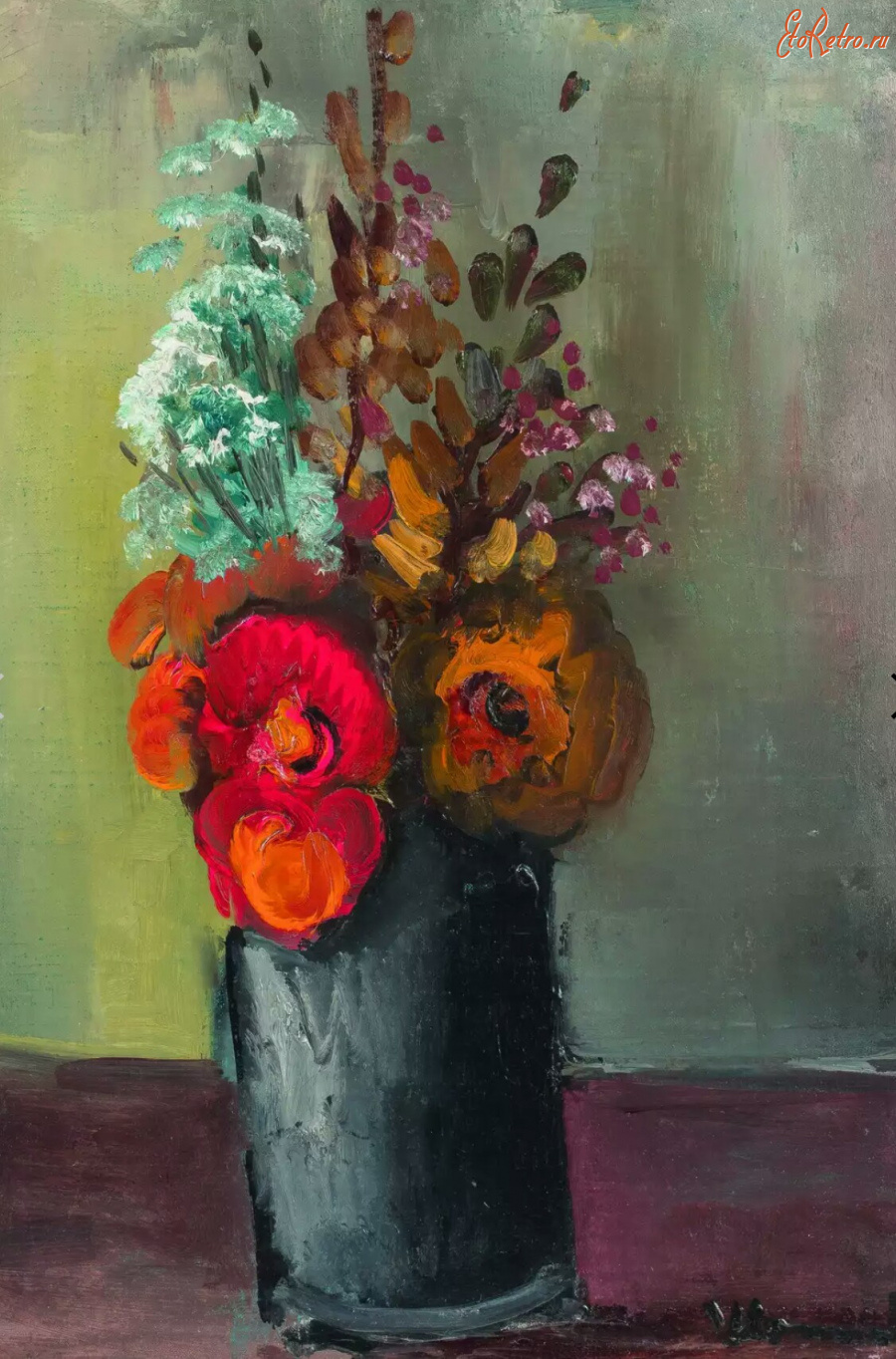 Картины - Морис де Вламинк. Красные цветы в вазе