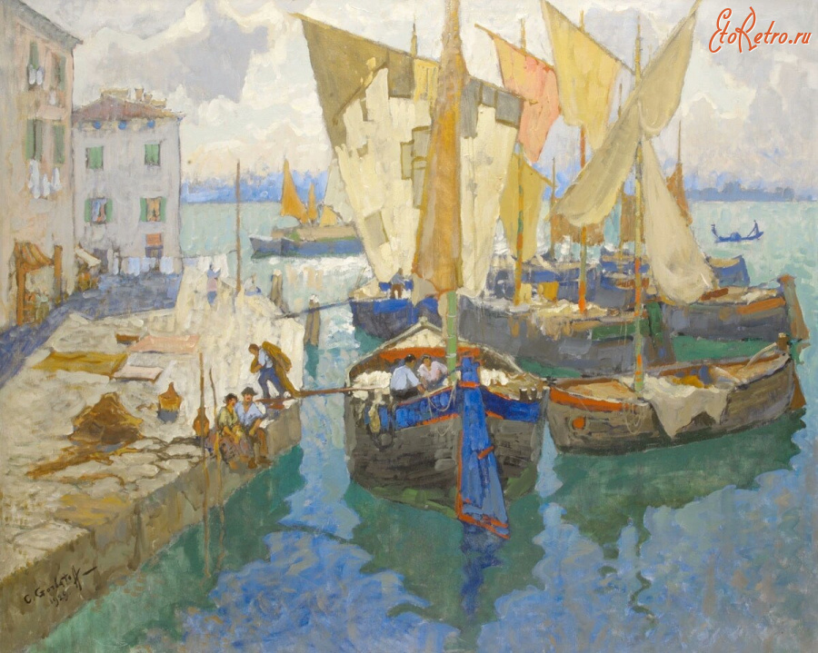 Картины - Константин Горбатов. Парусные лодки в Венеции