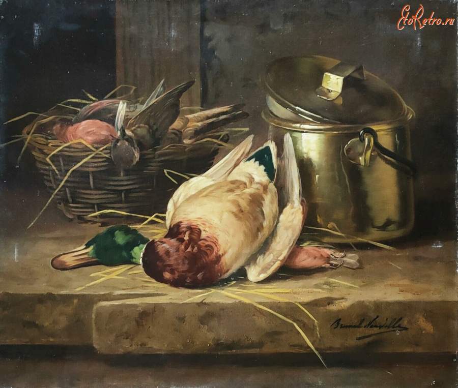 Картины - Альфред Брунель де Невиль. Натюрморт с битой птицей