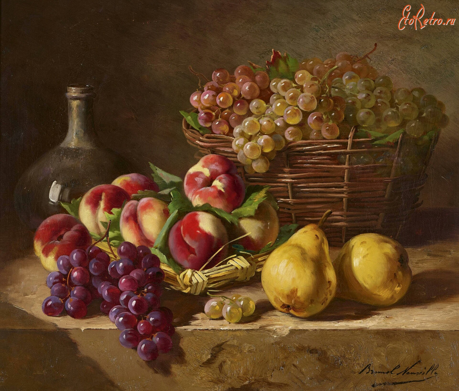 Картины - Альфред Брунель де Невиль. Груши, персики и виноград