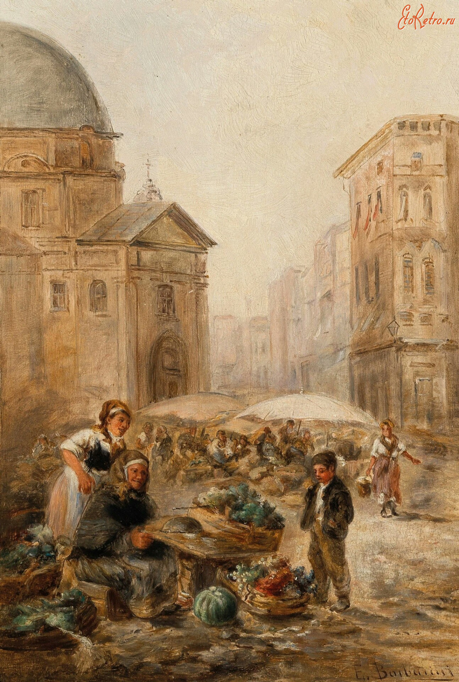 Картины - Эмиль Барбарини. Сцена на рынке