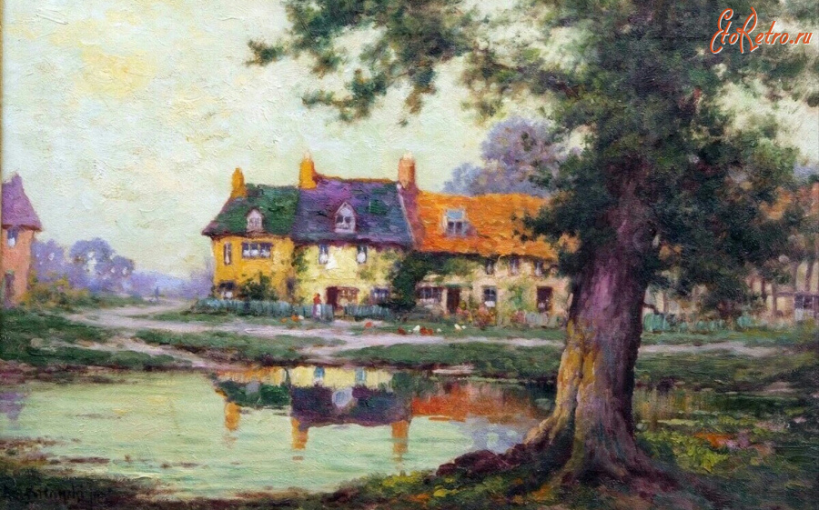 Картины - Альфред Бреански младший. Деревня в Глостершире, Англия