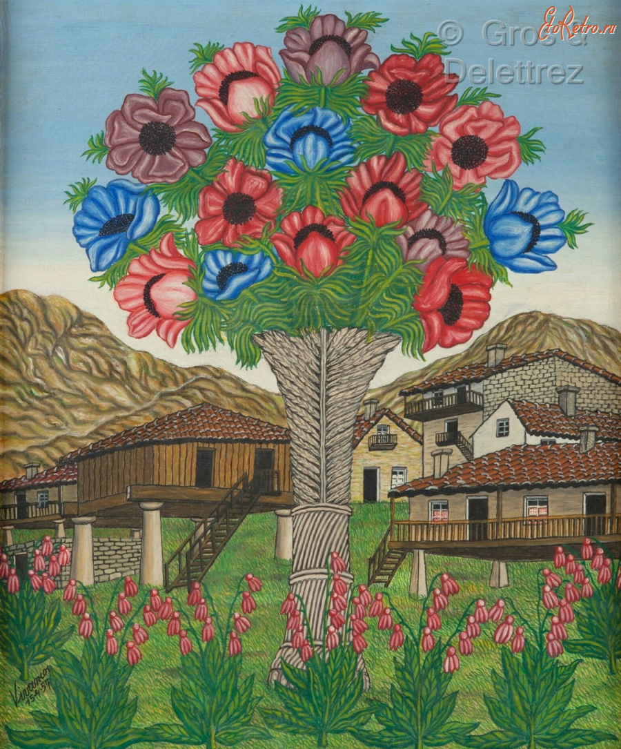 Картины - Мигель Гарсия Виванкос. Цветущее дерево в горной деревне
