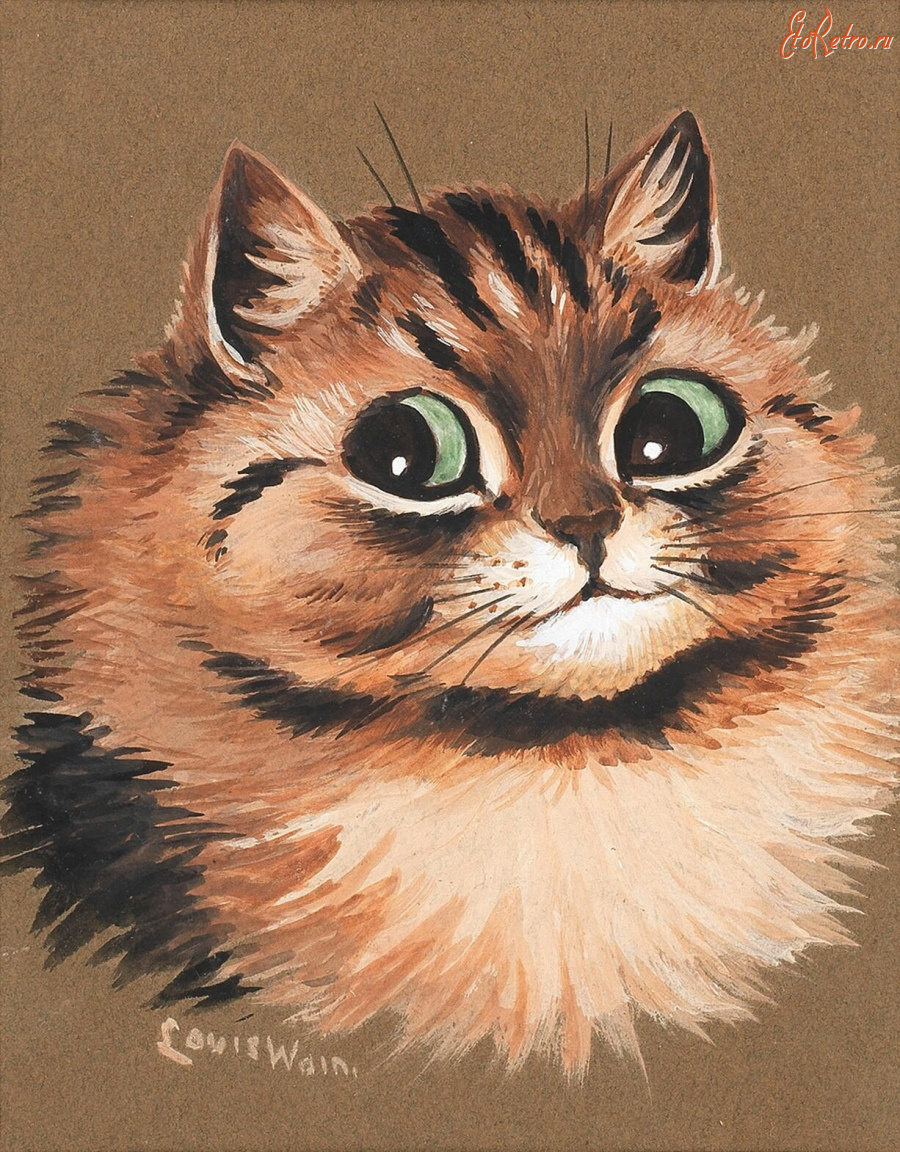 Картины - Луи Уэйн. Улыбающийся кот