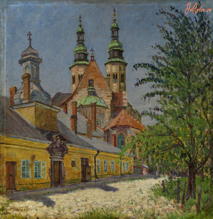 Картины - Николай Богданов-Бельский. Вид на старую церковь в солнечный день