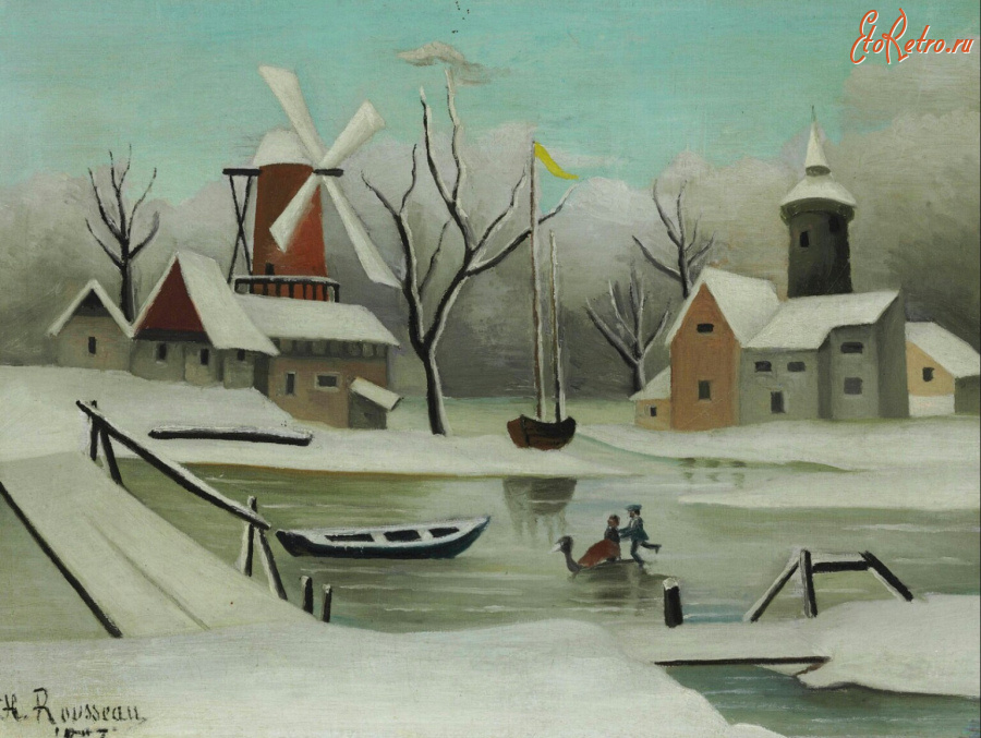Картины - Анри Руссо. Зимний пейзаж в Ивере
