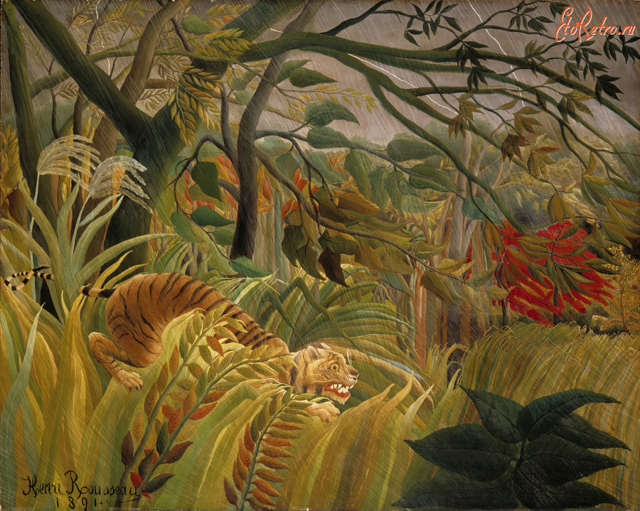 Картины - Анри Руссо. Джунгли. Тигр в тропическом лесу