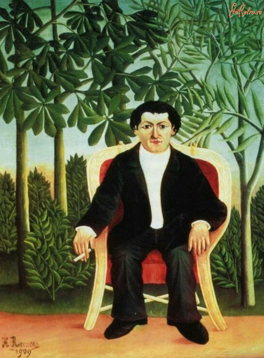 Картины - Анри Руссо. Мужской портрет. Джозеф Бруммер в кресле в пейзаже