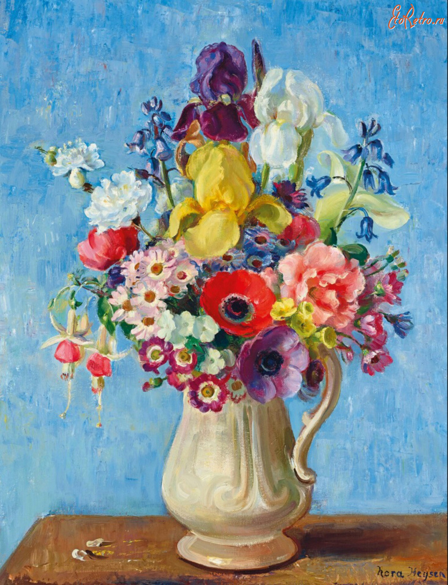 Картины - Нора Хейзен. Весенние цветы в белом кувшине