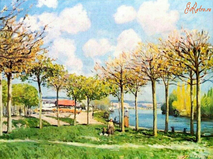 Картины - Альфред Сислей. Сена близ Буживаля. 1876