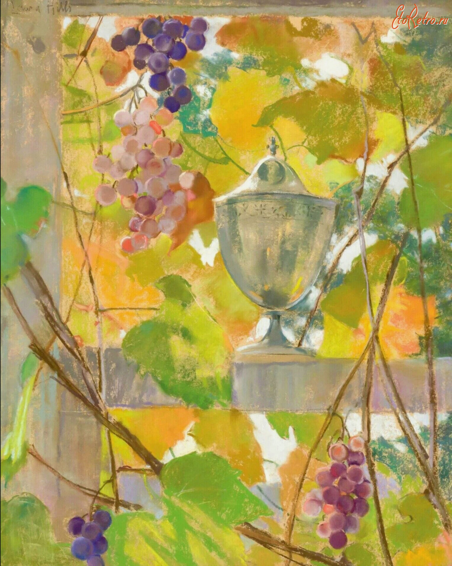 Картины - Лаура Комбс Хиллс. Осенний сад с вазой
