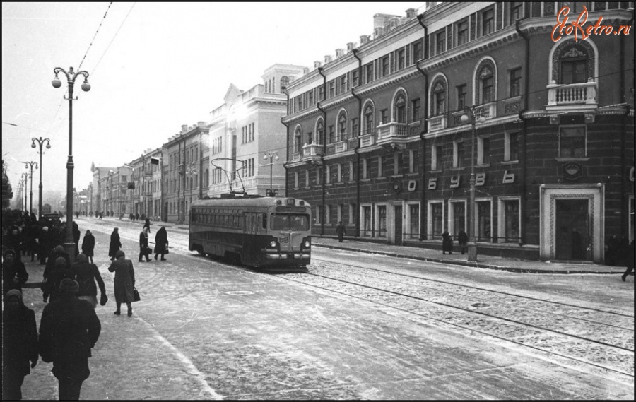 Курск - Трамвай на улице Ленина в сторону Красной площади. 1952 г.