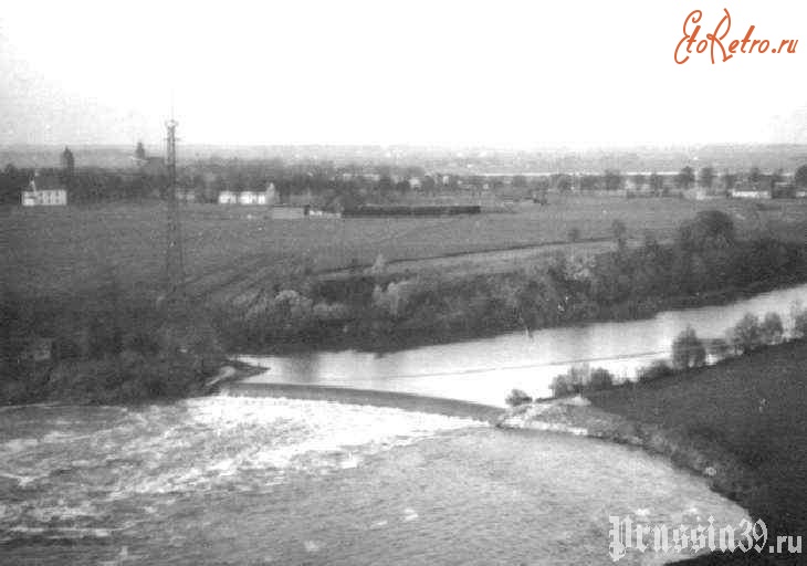Калининградская область - Поселок Знаменск (Велау до 1947 года) Дамба (водопад) на реке Алле ШЛава) в Велау. Довоенное фото