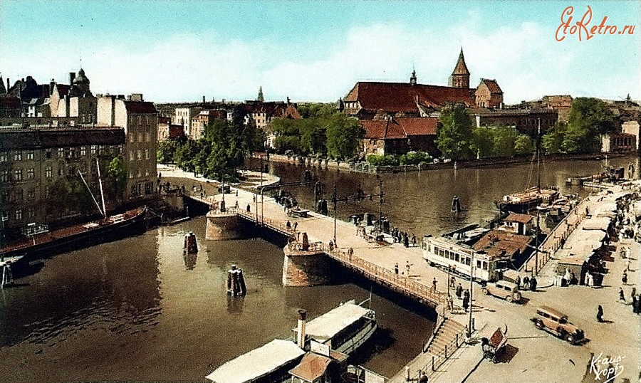 Калининград - Кёнигсберг. Дровяной мост и Кнайпхоф. 1930-е годы.