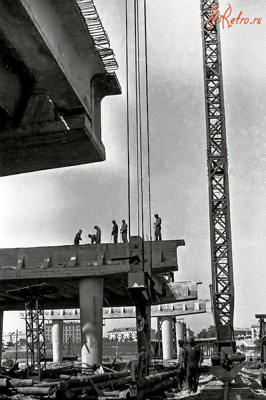 Калининград - Калининград. Строительство эстакадного моста. Фото 1968 года.