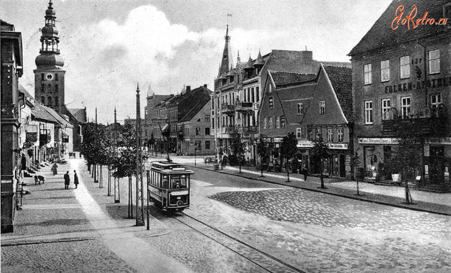 Советск - Тильзит. Дойчештрассе (нем. Deutsche Strasse), ныне это ул. Гагарина. Фото 1920 года.