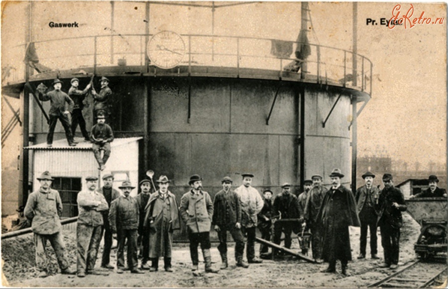Багратионовск - Preussisch Eylau, Gaswerk. Der Poststempel datiert vom 1.9.1917