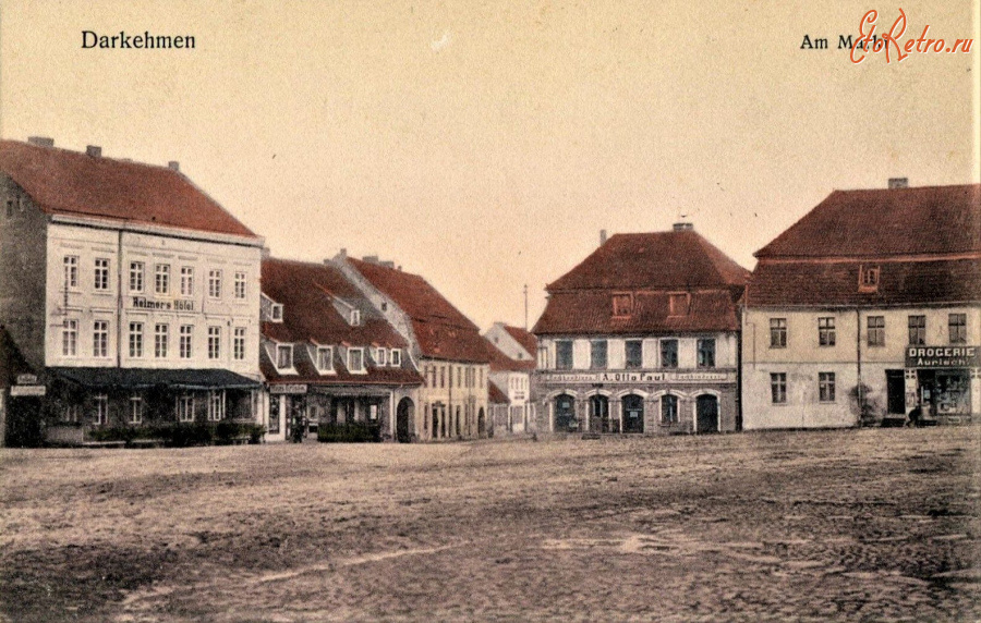 Озерск - Darkehmen, Markt mit Hotel Reimers Hof.