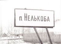 Магаданская область - Дорожный знак посёлка Нелькоба