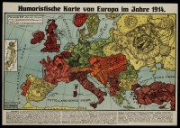 - Гумористична   карта  європи 1914 року.