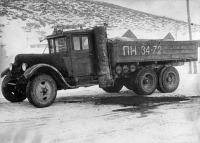  - Газогенераторный автомобиль на базе ЗИС-6   на торфяных брикетах. Колымская трасса. 1940