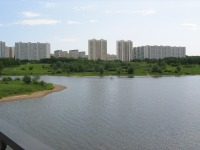 Москва - Орехово-Борисово Северное. Вид на западную часть парка Борисовские пруды с путепровода Каширского шоссе