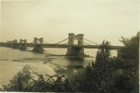 Киев - Общий вид цепного моста через р. Днепр