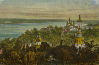 Киев - Київ.  Лавра. Німецька гравюра приблизно 1870 року.