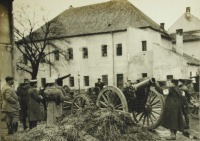 Львов - Русские офицеры осматривают орудия,оставленные австрийцами при отступлении из Лемберга