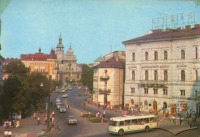 Львов - Львів.  Тролейбус марки Київ-4 в центрі міста.