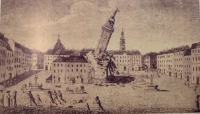 Львов - Львів.  За часів бургомістра Гомме впала  вежа Ратуші. 1826 рік.