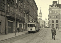 Львов - Львів. Площа Ринок.  Трамвай №7 на лінії в 1940 році.