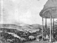 Трускавец - Трускавець.Панорама  Трускавця з Яцкової гори в 1854 р.