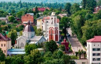 Трускавец - Трускавець.  Церква Святого Миколая з старою та новою дзвіницями.