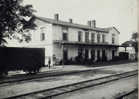 Зборов - Здание вокзала железнодорожной станции Зборов во время Первой Мировой войны