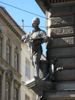 Вена - Вена.  Памятник Юрию Кульчицкому на здании, где располагалась его кофейня.