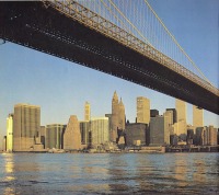 Нью-Йорк - Lower manhattan and brooklyn bridge may 1975 США,  Нью-Йорк (штат),  Нью-Йорк,  Бруклин