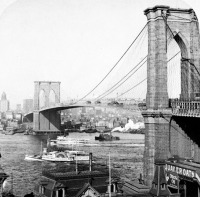 Нью-Йорк - Brooklyn Bridge, looking towards Manhattan США , Нью-Йорк (штат) , Нью-Йорк , Бруклин