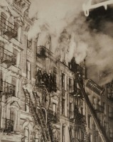 Нью-Йорк - Пожар в Нью-Йорке на  Ист-Сайд и Саффолк-стрит