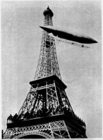 Париж - Alberto Santos-Dumont rounding the Eiffel Tower while in the process of winning the Deutsch prize on October 19, 1901. Франция,  Иль-де-Франс,  Париж