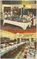 Старые магазины, рестораны и другие учреждения - Обеденный зал ресторана Три Короны в Спокане, шт. Вашингтон