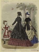 Ретро мода - Женский костюм. Англия, 1860-1869. Женщины и девочка с мячом, 1868