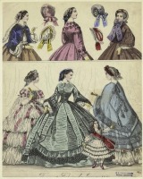 Ретро мода - Женский костюм. Англия, 1860-1869. Модели платьев и головных уборов, 1861