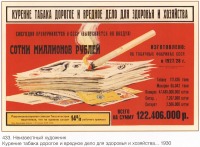 Плакаты - Плакаты СССР: Курение табака дорогое и вредное дело для здоровья и хозяйстава... (Неизвестный художник)