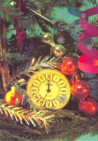 Ретро открытки - Новогодние поздравительные открытки с часами и курантами.