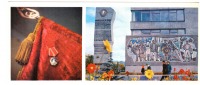 Ретро открытки - Орден Ленина на знамени области  Стела с текстом Указа о награждении